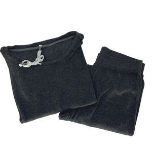 Women's Pajama Set Sleepwear‎ Drawstring Top Jogger Pants Black Size Large